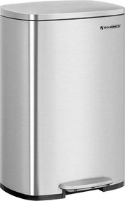 Odpadkový kôš s pomalým zatváraním TIDY, 50l, strieborná SongmicsHome