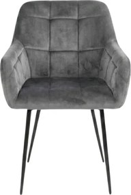 Sivé jedálenské kreslo LOREN VELVET s čiernymi nohami
