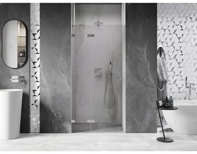 Mexen, Mexen Lunar výklopné sprchové dvere ľavé 115 cm, transparentné, brúsený nikel - 834-115-000-97-00-L