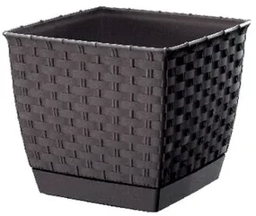kvetináč RATOLLA SQUARE 25x25x22cm HN tm. (440U) s miskou, 25 cm