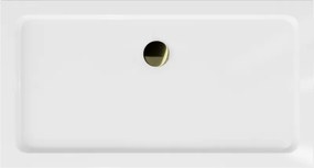 Mexen SLIM - Obdĺžniková sprchová vanička 120x70x5cm + zlatý sifón, biela, 40107012G