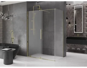Mexen Velar, sprchový kút s posuvnými dverami 130 x 70 cm, 8mm sklo námraza, zlatá lesklá, 871-130-070-31-50
