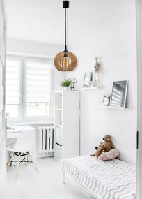 LED STROPNÁ ZÁVESNÁ LAMPA, DREVENÁ, 1xE27 + KLIP PRE JEDNODUCHÚ MONTÁŽ