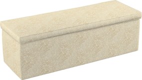 Truhlica čalúnená farba produktu béžová látka lesklá, zapletaná, vzorované