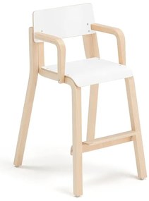 Vysoká stolička DANTE, s opierkami rúk, výška 500 mm, breza, laminát - biela