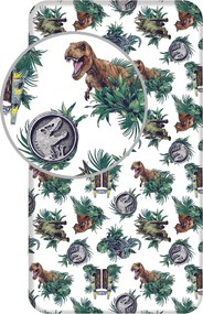 Jerry Fabrics Bavlnené napínacie prestieradlo 90x200 + 25 cm - Jurský Svet "Roar"