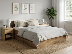 Posteľ ELISA 180 x 200 cm, dub artisan Rošt: S latkovým roštom, Matrac: Matrac COCO MAXI 20 cm