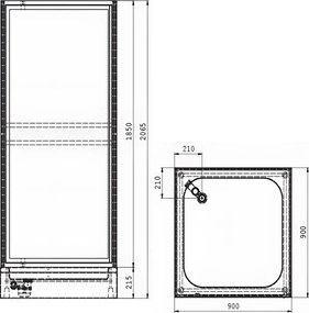 RR Machine Priemyselný sprchový box S BOX 90 - VDK, KRÍDLOVÉ DVERE