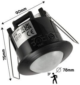 ECOLIGHT Zapustený infračervený pohybový senzor 360 ° čierny