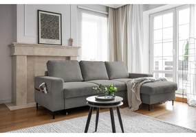 Sivá menčestrová rozkladacia rohová pohovka (pravý roh) Lofty Lilly – Miuform