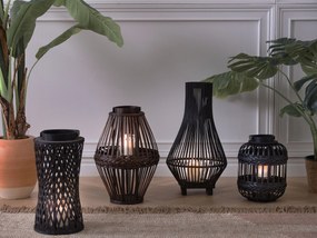 Bambusový lampáš na sviečku 38 cm čierny MACTAN Beliani
