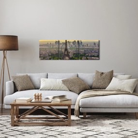 Obraz - Panoráma Paríža (s hodinami) (90x30 cm)