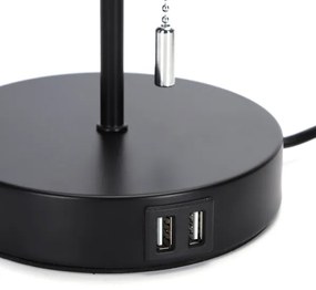 Aigostar - Stolná lampa s USB portom 1xE27/40W/230V čierna