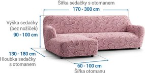 Bielastické poťahy BRILLANTE bordó sedačka s otomanom vľavo (š. 170 - 300 cm)