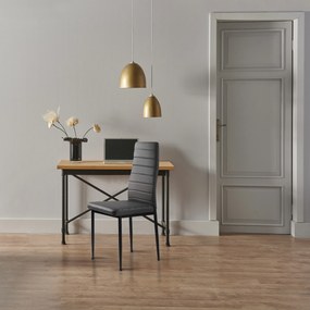 ModernHome Sada 4 stoličiek z ekokože, vysoké operadlo - sivá