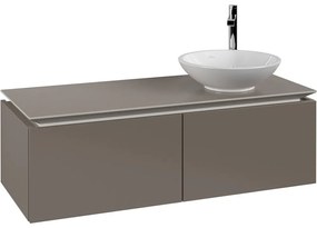 VILLEROY &amp; BOCH Legato závesná skrinka pod umývadlo na dosku (umývadlo vpravo), 2 zásuvky, 1200 x 500 x 380 mm, Truffle Grey, B58100VG