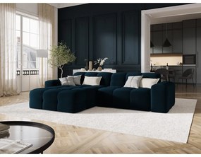 Tmavomodrá zamatová rohová pohovka (ľavý roh) Kendal - Micadoni Home