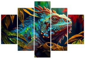 Obraz - Farebný leguán (150x105 cm)