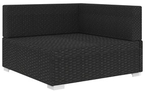 vidaXL Rohová sedačka 1 ks s podložkami, polyratan, čierna
