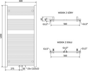 Mexen Pluton vykurovacie teleso 1200 x 600 mm, 718 W, čierna, W106-1200-600-00-70