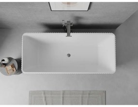 Mexen Nila, voľne stojaca ryhovaná vaňa 170 x 75 cm, biela-čierna, grafitový prepad, 52841708075-95