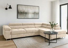 Pravý roh s funkciou spania Avesta s opierkami hlavy krémový ženil