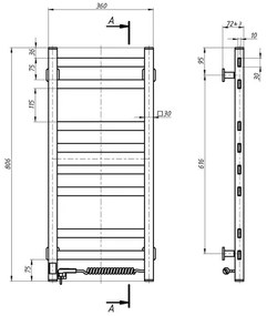 Kúpeľňový rebríkový radiátor s termostatom AVANGARD 251W/230V 80,6 cm IP44 biely, pravostranné prevedenie