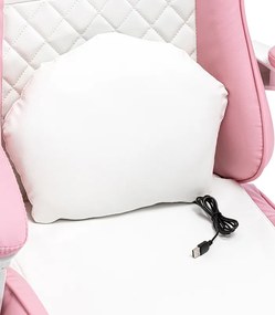 Detská herná stolička s podnožkou a masážnou opierkou - ružová