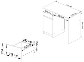 Počítačový stôl PIKSEL 90 cm wenge/biely ľavý