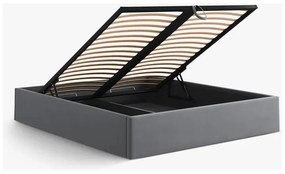 Sivá čalúnená dvojlôžková posteľ s úložným priestorom/bez čela s roštom 200x200 cm Susan – Micadoni