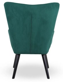 Kreslo ušiak CORDU + taburet — masív, manšestr, čierna / zelená