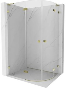 Mexen Lunar, L polkruhový sprchový kút výklopný doľava 80 x 70 cm, 8mm číre sklo, zlatý profil, 833L-080L-070P-50-00