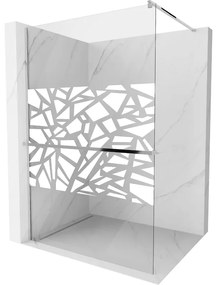 Mexen Kioto+ sprchová stena s poličkou a lištou 80 x 200 cm, transparentnéné/biely vzor 8 mm, chrómová - 800-080-121-01-85