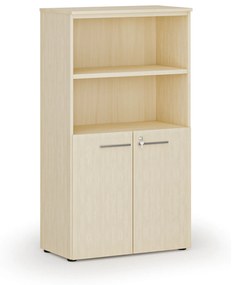 Kombinovaná kancelárska skriňa PRIMO WOOD, dvere na 2 poschodia, 1434 x 800 x 420 mm, breza