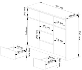 Komoda 120 cm K017 biela