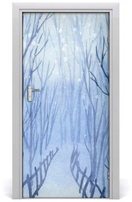 Fototapeta na dvere samolepiace les zima 85x205 cm