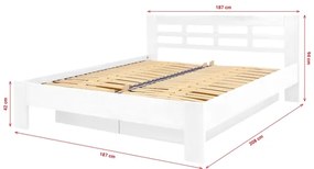 Dvojlôžková posteľ z masívu s úložným priestorom ANGELA 180x200 cm biela