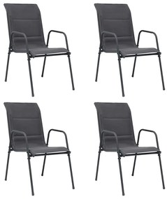 Stohovateľné záhradné stoličky 4 ks oceľ a textilén antracitové 313076