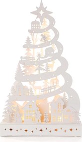 Drevená dekorácia STROM s LED 45 cm, biela