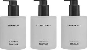 Biele nástenné sklenené dávkovače mydla v súprave 3 ks 350 ml Kirei – Blomus