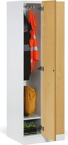 Kovová šatníková skrinka S1, 2-dverová, 1850 x 600 x 500 mm, cylindrický zámok, laminované dvere, biela