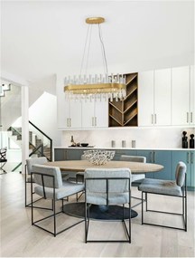 Nova Luce závesné svietidlo Crown saténový zlatý kov a číry krištáľ (56 ks)