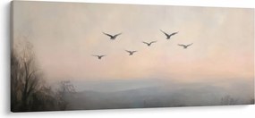 Obraz - Hejno vtákov (120x50 cm)