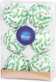 Slovakia Trend Gule MagicHome Vianoce, 6 ks, biele s trblietavym ornamentom, matné, s dekoráciou, na vianočný strom