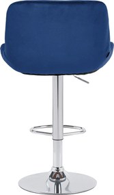 Barová stolička Solon - zamat, chróm rám - modrá