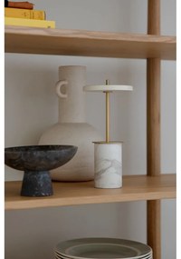 Krémovobiela mramorová LED stolová lampa so stmievačom s kovovým tienidlom (výška 25,5 cm) Asteria Move Mini – UMAGE