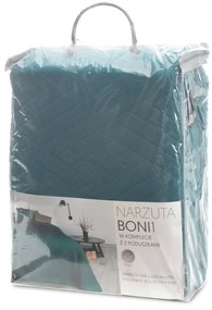 SADA PREHOZ NA POSTEĽ + OBLIEČKA NA VANKÚŠ BONI1 200X220 CM, 2 KS 40X40 CM TMAVOTYRKYSOVÁ