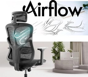 Ergonomická sieťovaná kancelárska stolička MOSH Airflow 521 – čierna