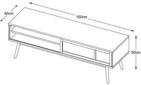 Dizajnový TV stolík Tallys 150 cm dymový dub