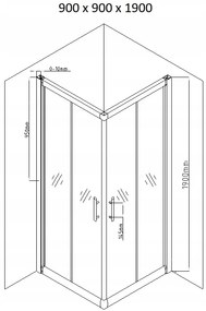 Sprchovací kút maxmax MEXEN RIO transparent - 90x90 cm, 860-090-090-01-00